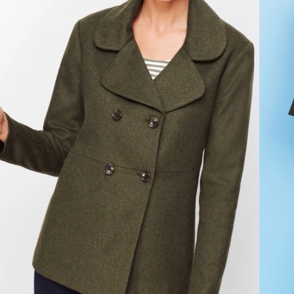 Talbots‎ Olive Double-Breasted Pea Coat